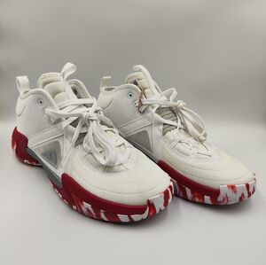 Size 9.5- adidas Exhibit Select Mid White Silver Metallic W